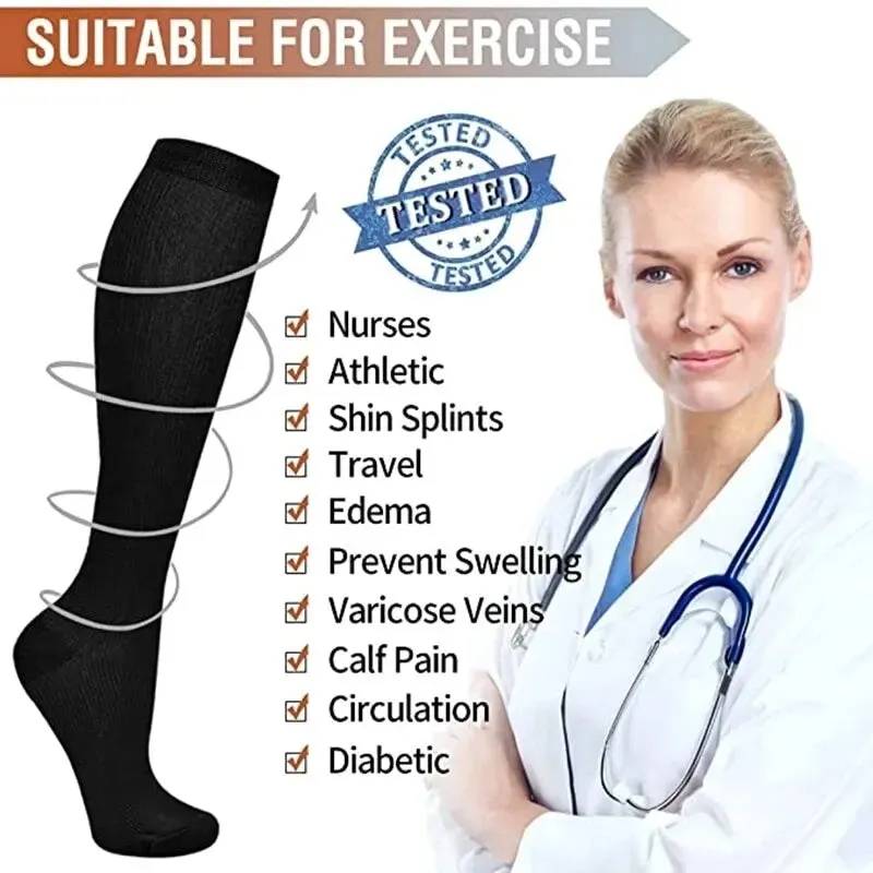 2 Pairs Compression Stockings Promote Blood Circulation Slimming and Comfort
