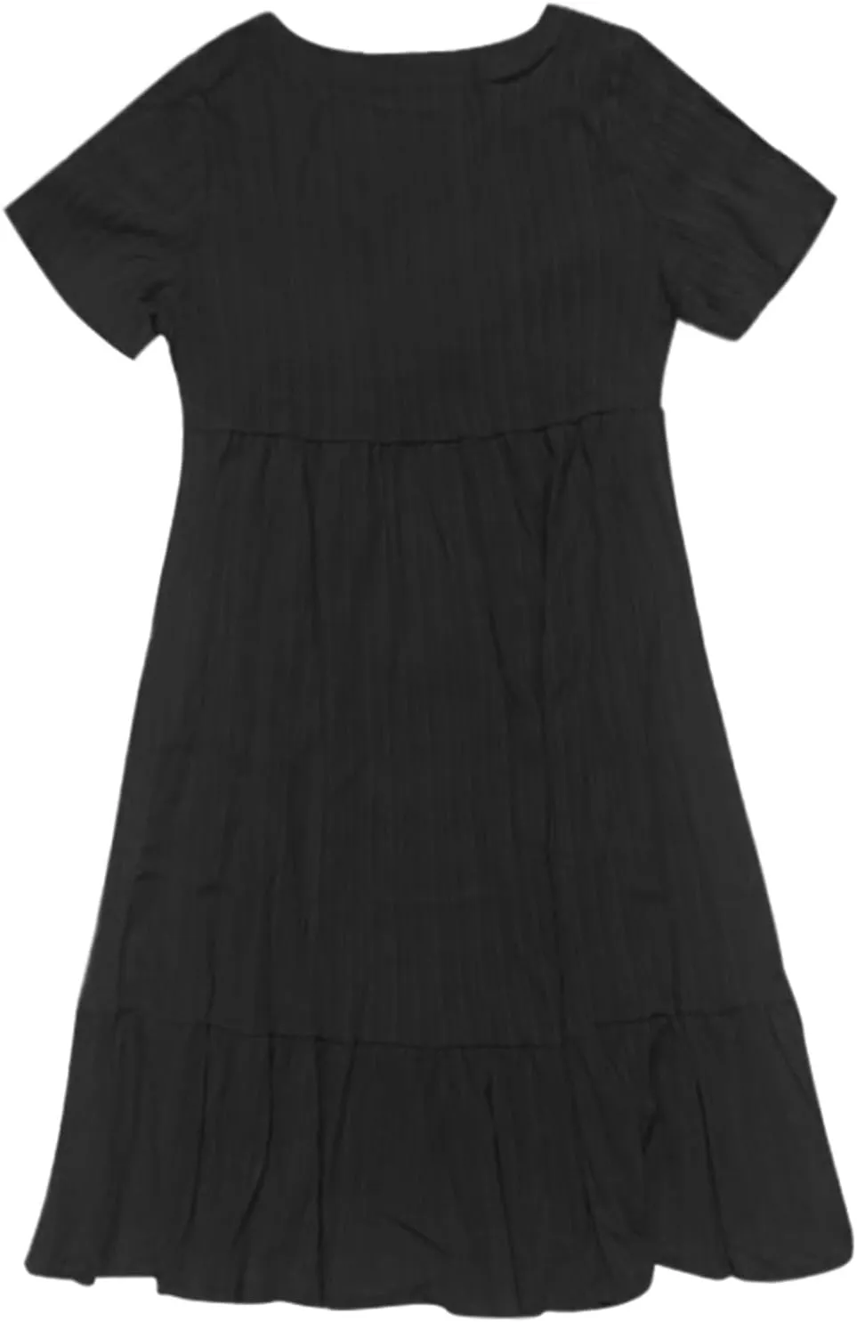 2025 Spring Dresses Women Casual Boho Petite Midi T Shirt Dresses Summer Short Sleeve V Neck Ruffle Hem Tiered Dress