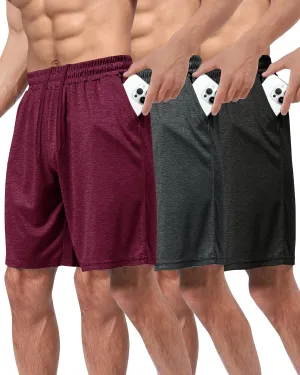 3 Pack Gym Basketball Mens Shorts - Quick Dry Black Workout Athletic Shorts with Pockets for Casual Running (S-6XL)