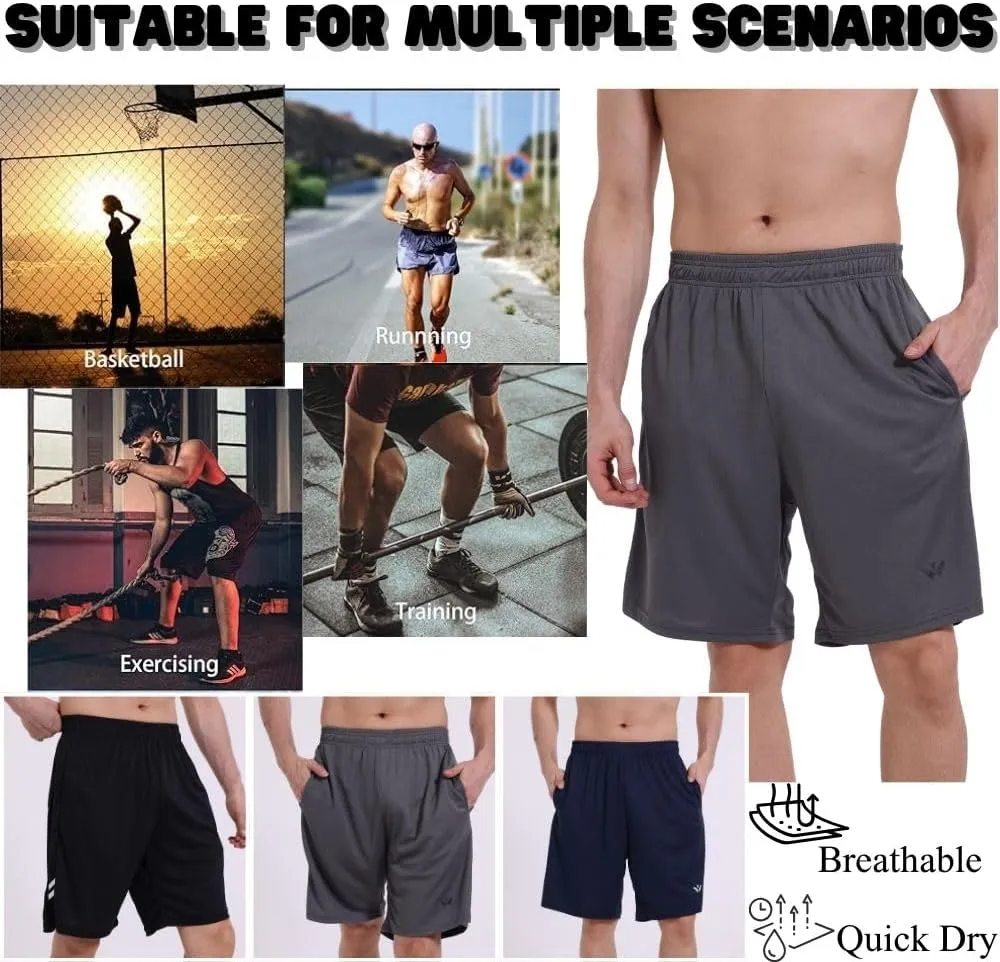 3/5 Pack Athletic Gym Mens Shorts Quick Dry Basketball Shorts with Pockets for Workout Running Casual Activewear