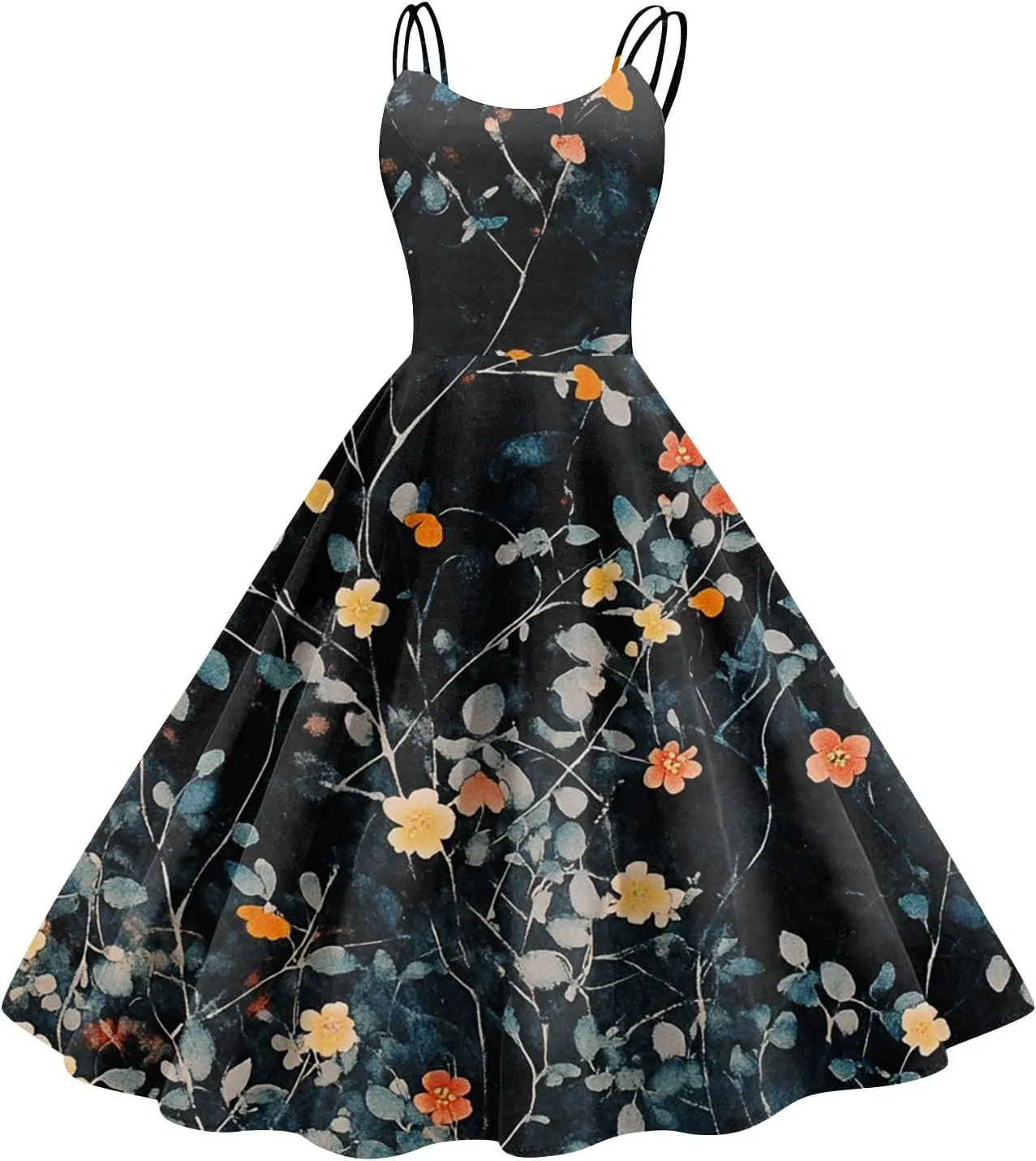 ADHOWBEW Spring Dresses for Women 2025 Trendy Round Neck Sexy Casual Vacation Flowy Plus Size Sleeveless Outfits