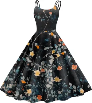 ADHOWBEW Spring Dresses for Women 2025 Trendy Round Neck Sexy Casual Vacation Flowy Plus Size Sleeveless Outfits