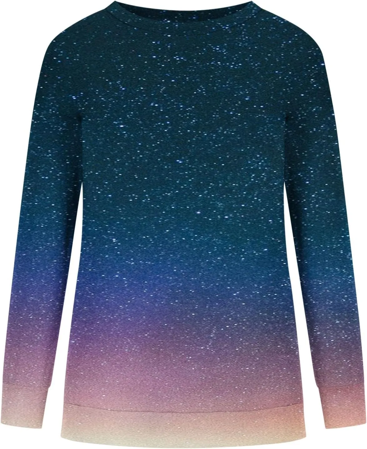 Akklian Women's Long Sleeve Crewneck Sweatshirts No Hood Loose Fit Oversized Ombre Tops Fall Lounge Trendy Pullover Sweaters