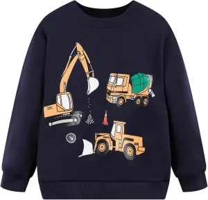 Akyzic Boy Dinosaur Sweatshirts Toddler Long Sleeve Cotton Space Pullover Cartoon T-Shirts Sport Top Tee For Kids 2-7T