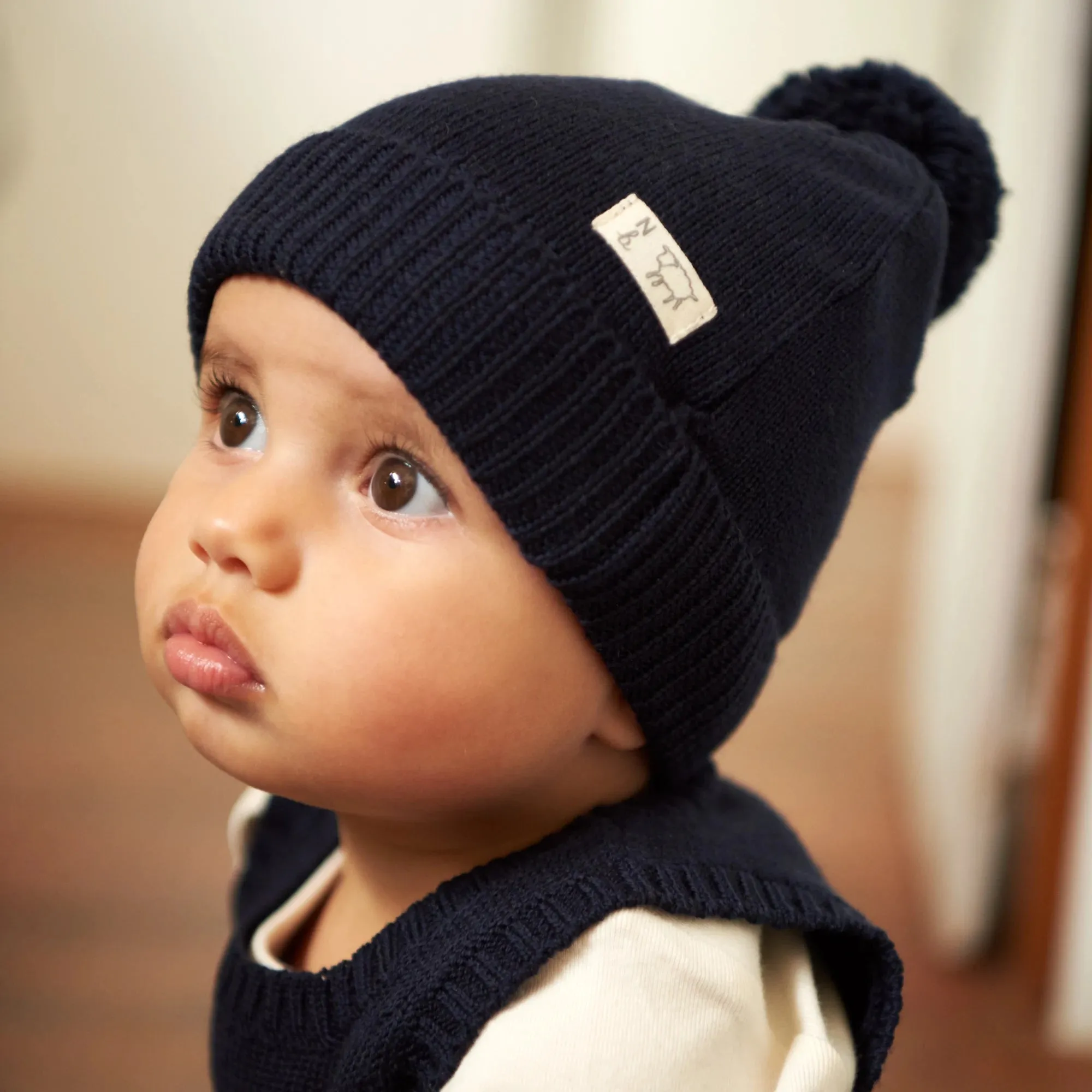 Alpine pom pom beanie - Navy