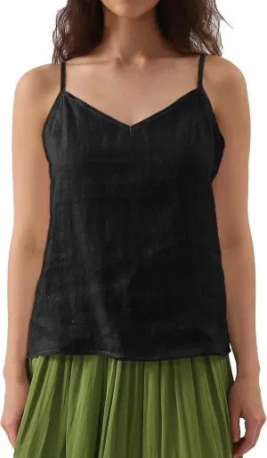 Amazhiyu Women's 100% Linen Camisole Tank Top V-Neck Loose Casual Cami Tops