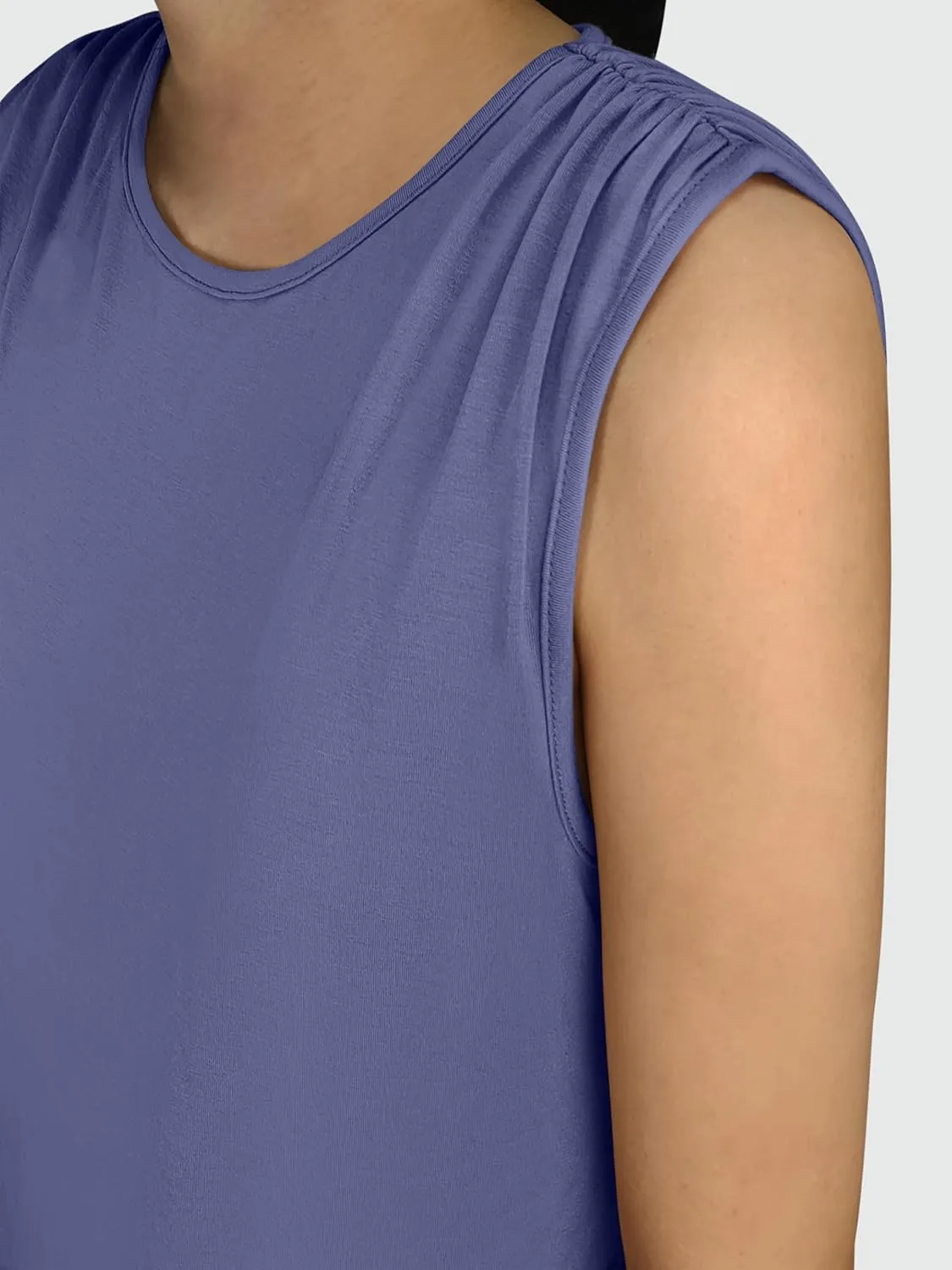 ANRABESS Womens Tank Top Crew Neck Ruched Sleeveless Basic Tanks Casual Summer Tops