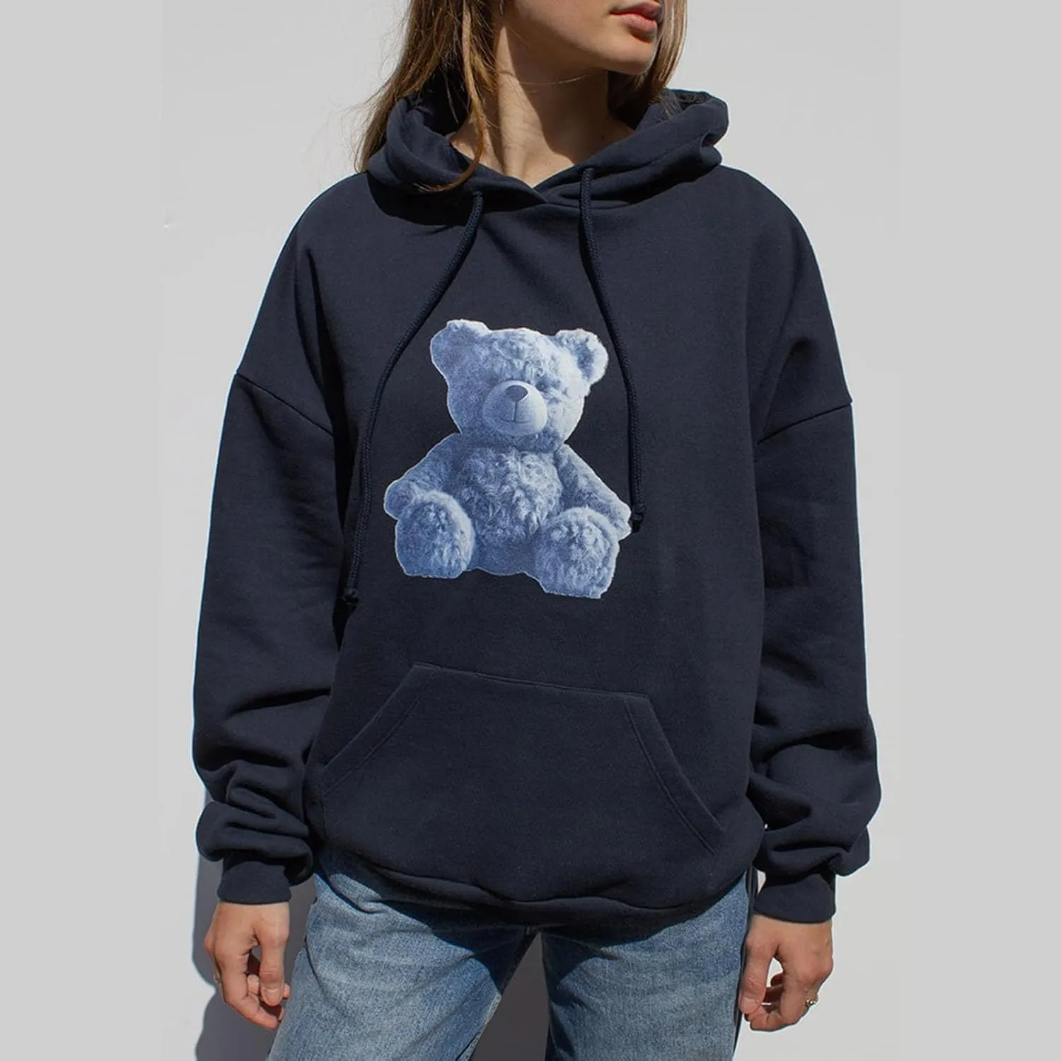 Aonoapll Women Y2k Graphic Oversized Hoodie Loose Long Sleeve Vintage Sweatshirt Aesthetic Print Preppy Hooded Pullover