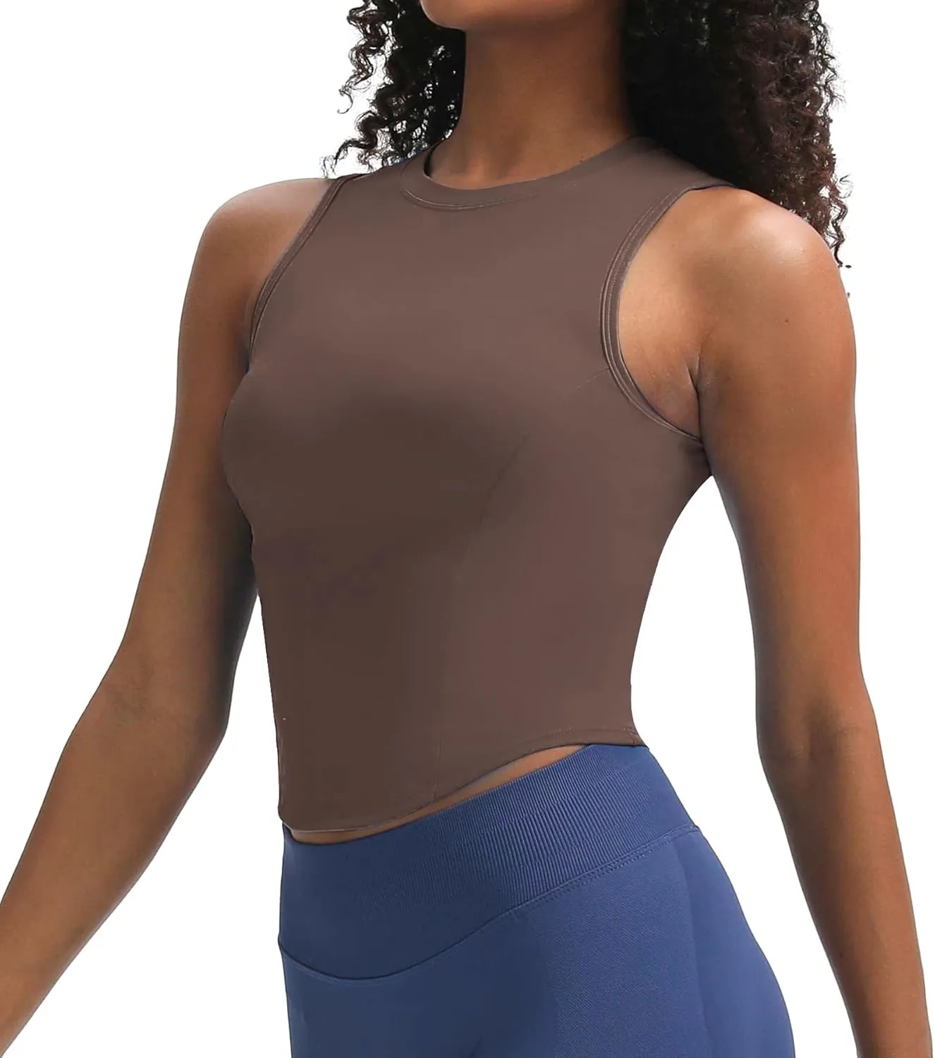 Aoxjox Women's Sleeveless Tank Tops GEO Workout Gym Yoga Curve Longline Crop Top