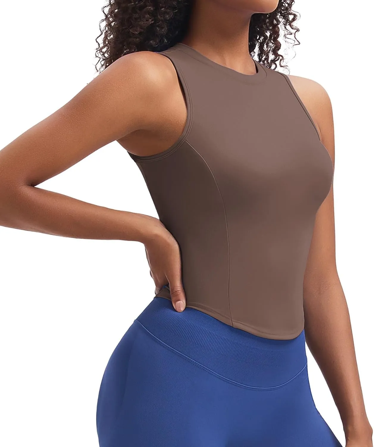 Aoxjox Women's Sleeveless Tank Tops GEO Workout Gym Yoga Curve Longline Crop Top