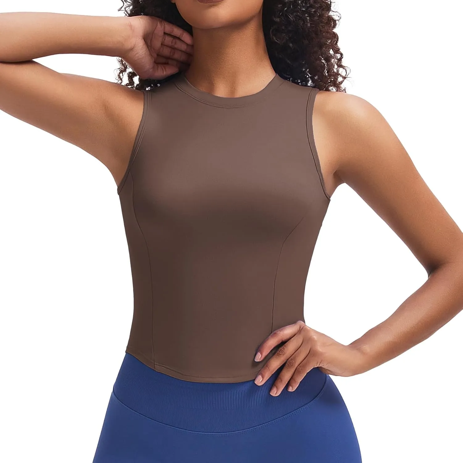 Aoxjox Women's Sleeveless Tank Tops GEO Workout Gym Yoga Curve Longline Crop Top