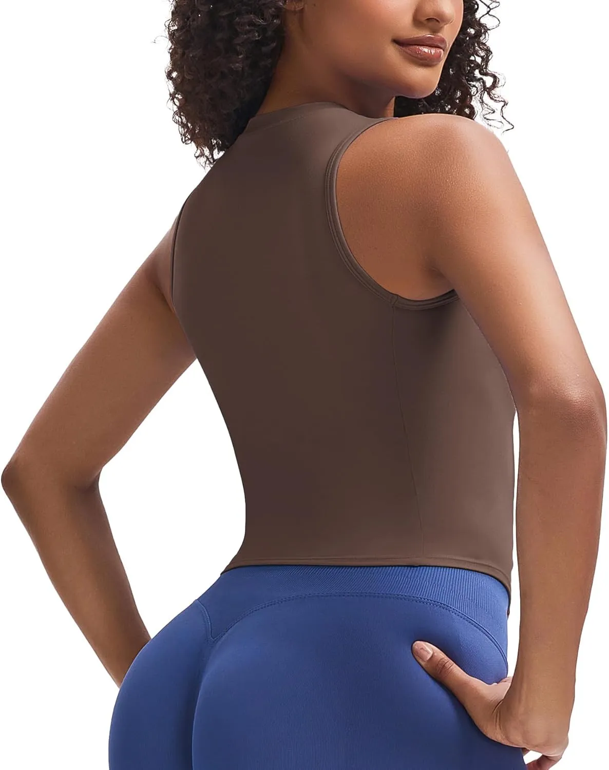 Aoxjox Women's Sleeveless Tank Tops GEO Workout Gym Yoga Curve Longline Crop Top