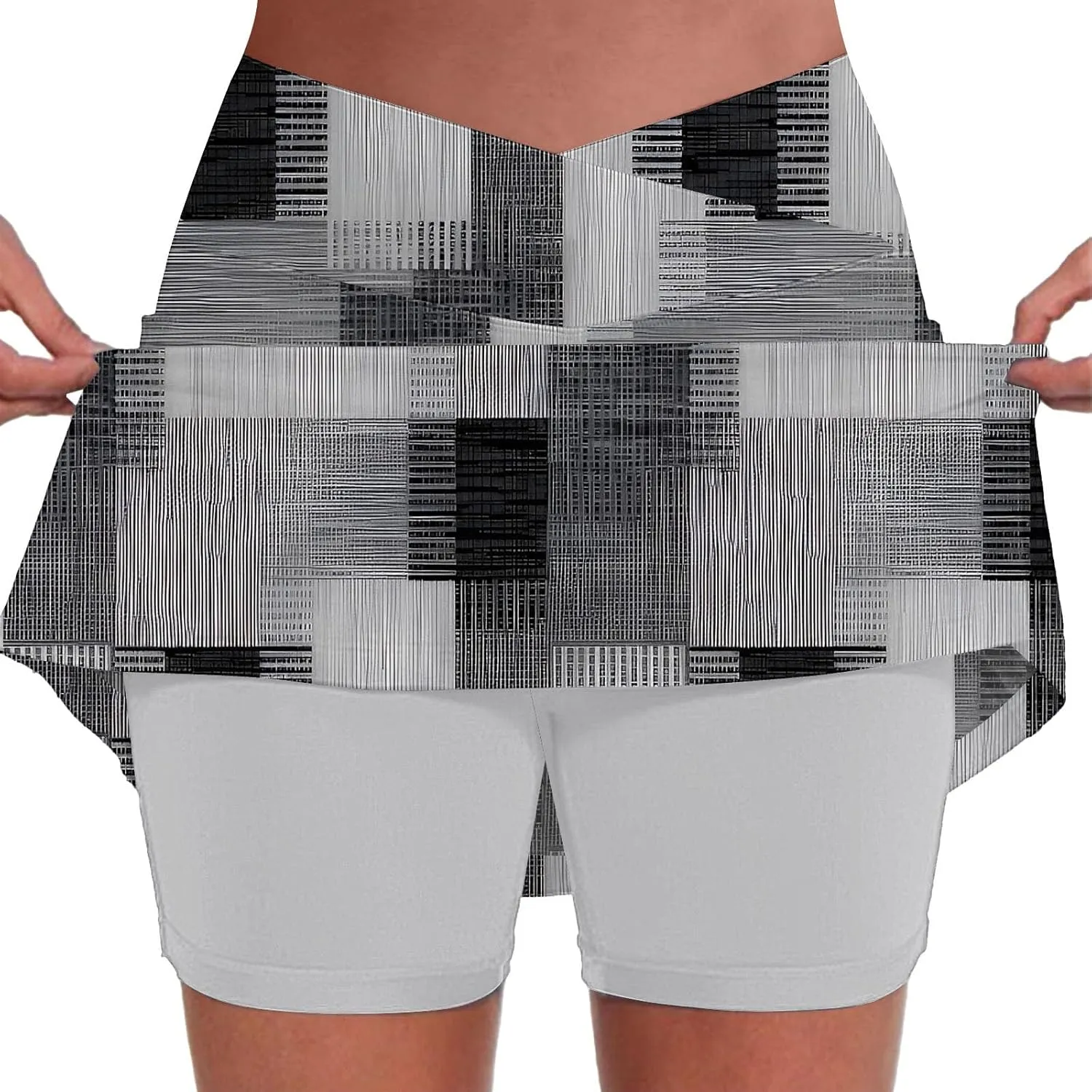 Athletic Skorts for Woman Elastic Cross Hight Waisted Tennis Yoga Shorts Skirts with Pockets Tummy Control Joggers