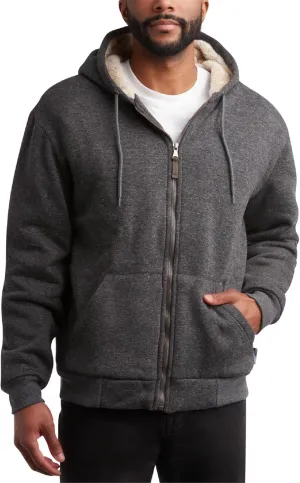 Bass Creek Outfitters Men's High Visibility Sweatshirt - Heavyweight Sherpa Lined Water Resistant Workwear Hoodie (M-XXL)