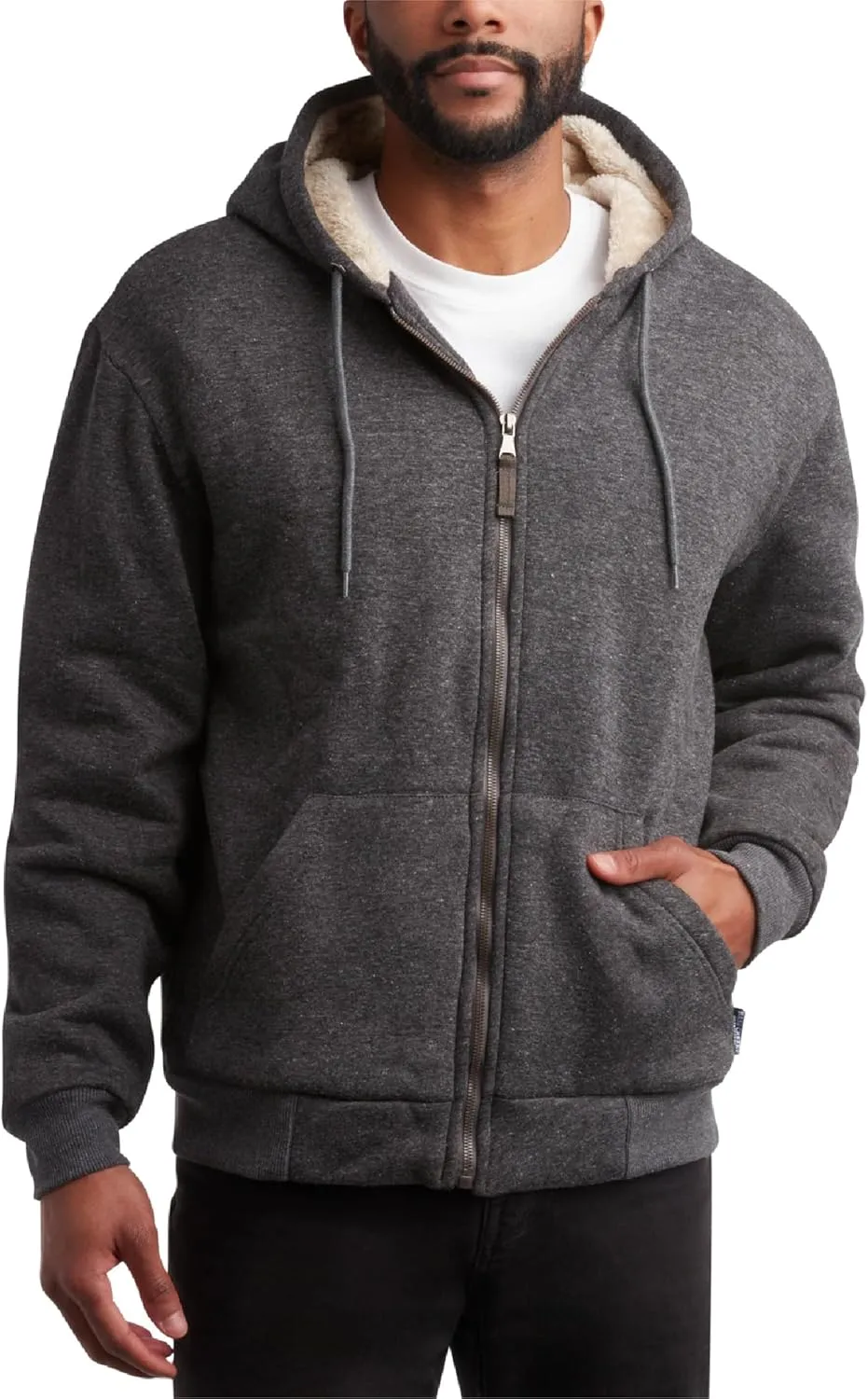 Bass Creek Outfitters Men's High Visibility Sweatshirt - Heavyweight Sherpa Lined Water Resistant Workwear Hoodie (M-XXL)