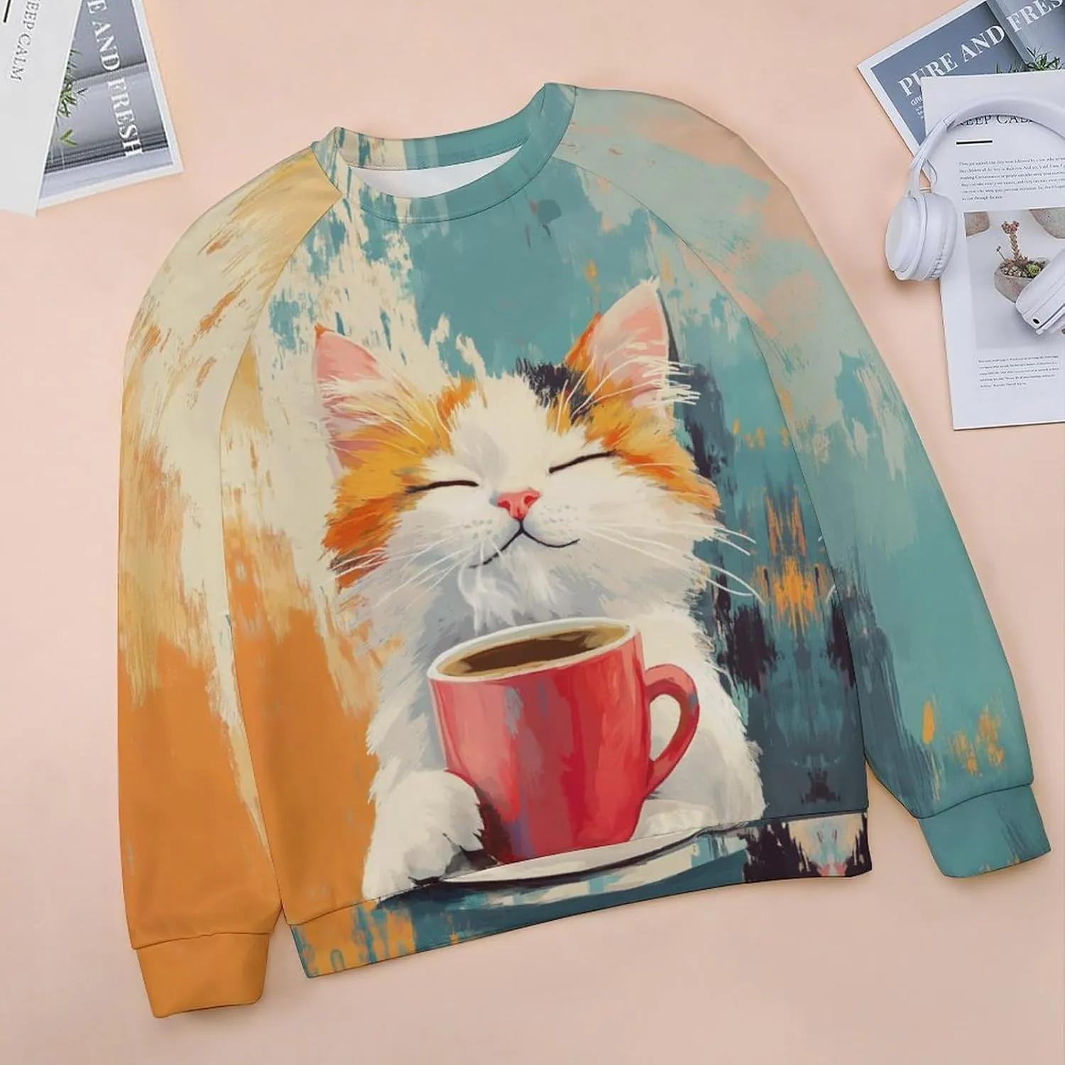 Bengbobar Tops for Women Casual Fall Plus Long Sleeve Crewneck Shirts Cute Cat Graphic Hoodies Trendy Womens Sweatshirt