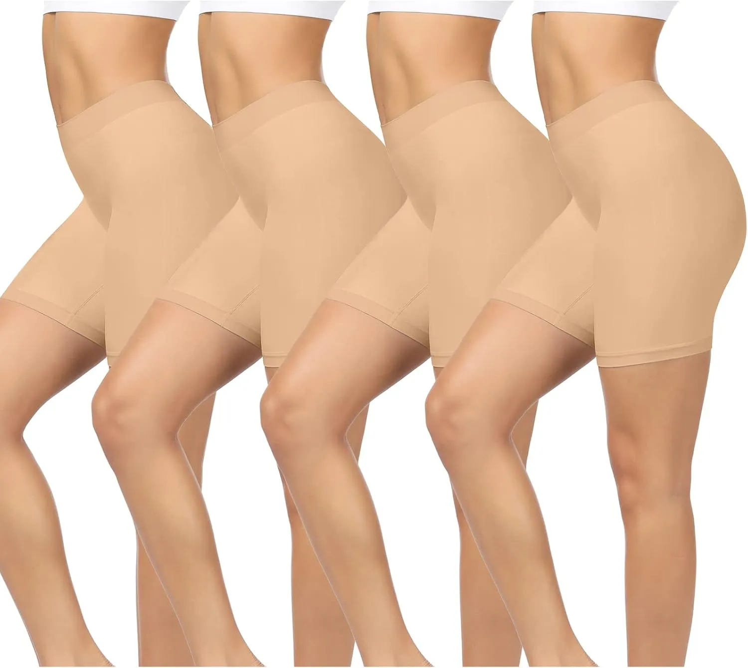 BESTENA 4 Pack Slip Shorts for Under Dress Seamless Smooth Boyshorts Panties Boxer Briefs for Women