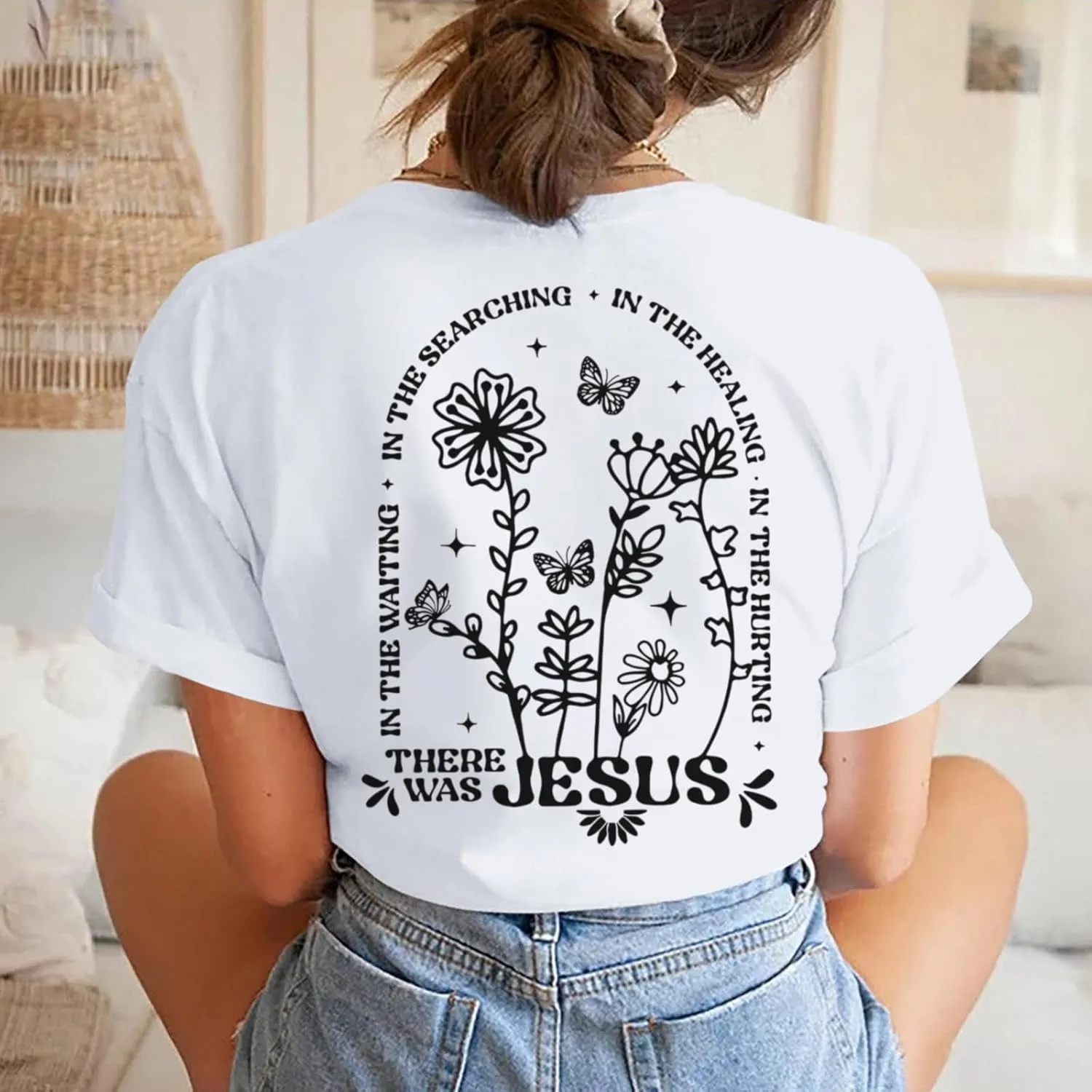 BINTEHGS Christian Jesus Shirts for Women Religious Faith Boho Graphic Tees God Inspirational Bible Verse Tshirts Clothing