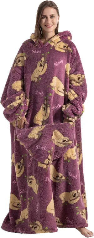 Blanket Hoodie, Long Hooded Blanket Sweatshirt as Birthday Gifts for Women Men, Long Wearable Blanket for Men Women