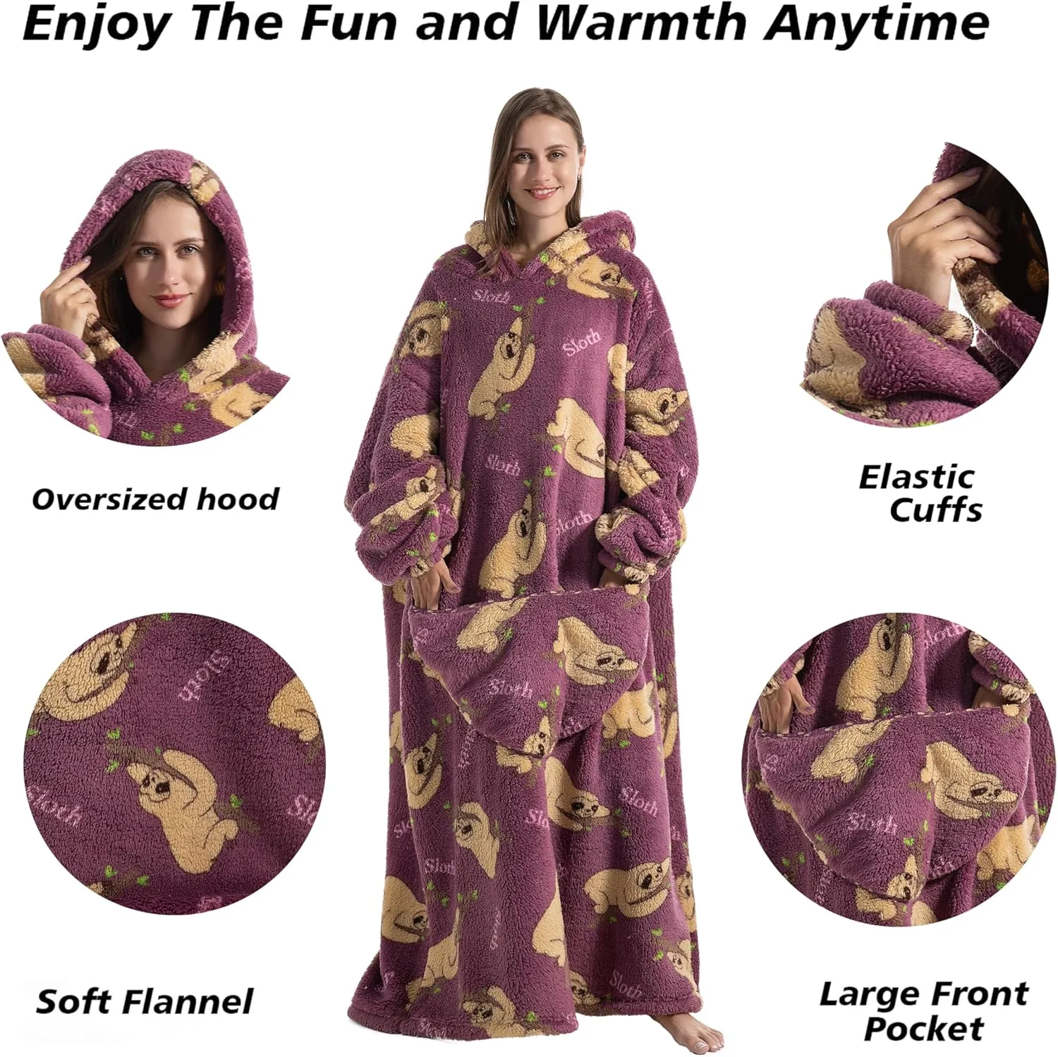 Blanket Hoodie, Long Hooded Blanket Sweatshirt as Birthday Gifts for Women Men, Long Wearable Blanket for Men Women