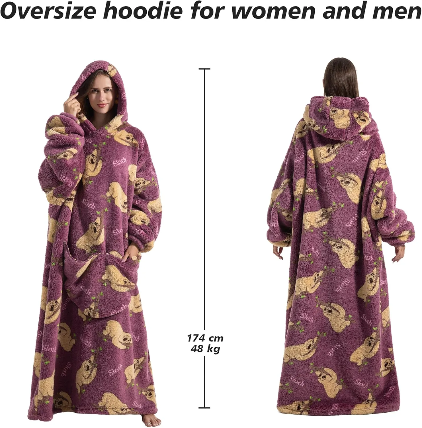 Blanket Hoodie, Long Hooded Blanket Sweatshirt as Birthday Gifts for Women Men, Long Wearable Blanket for Men Women