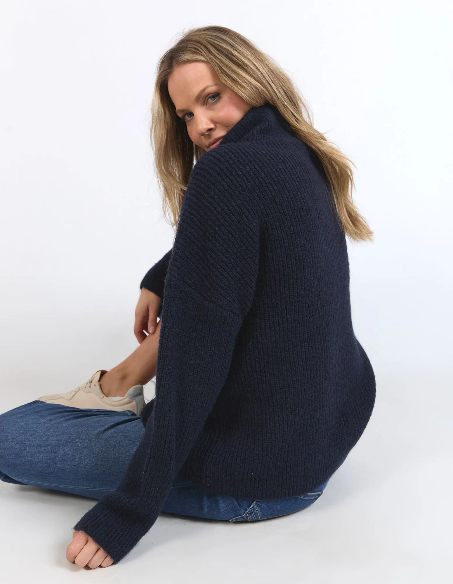 Bron Button Knit - Dark Sapphire