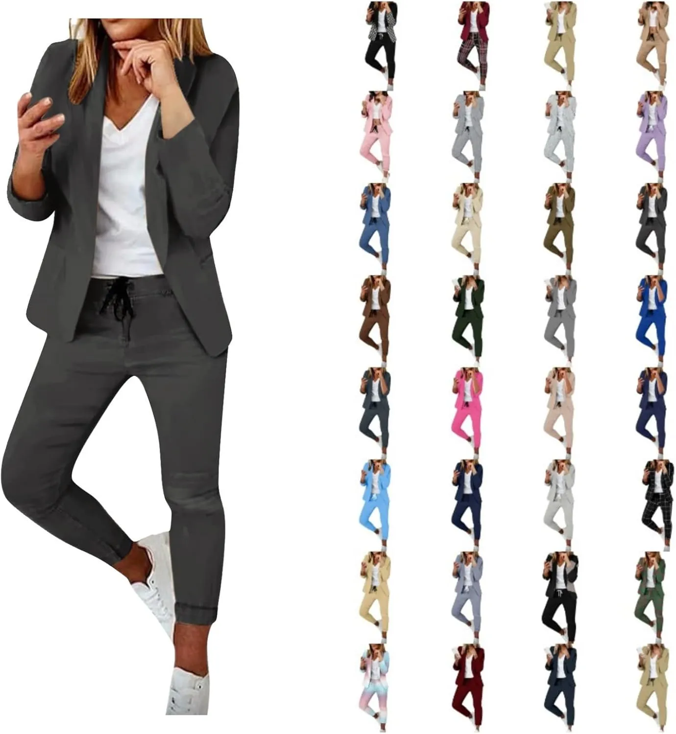 Business Casual Outfits for Women Plus Size Pants Suit Dressy Women's 2 Piece Formal Work Wear Office Dress Blazer