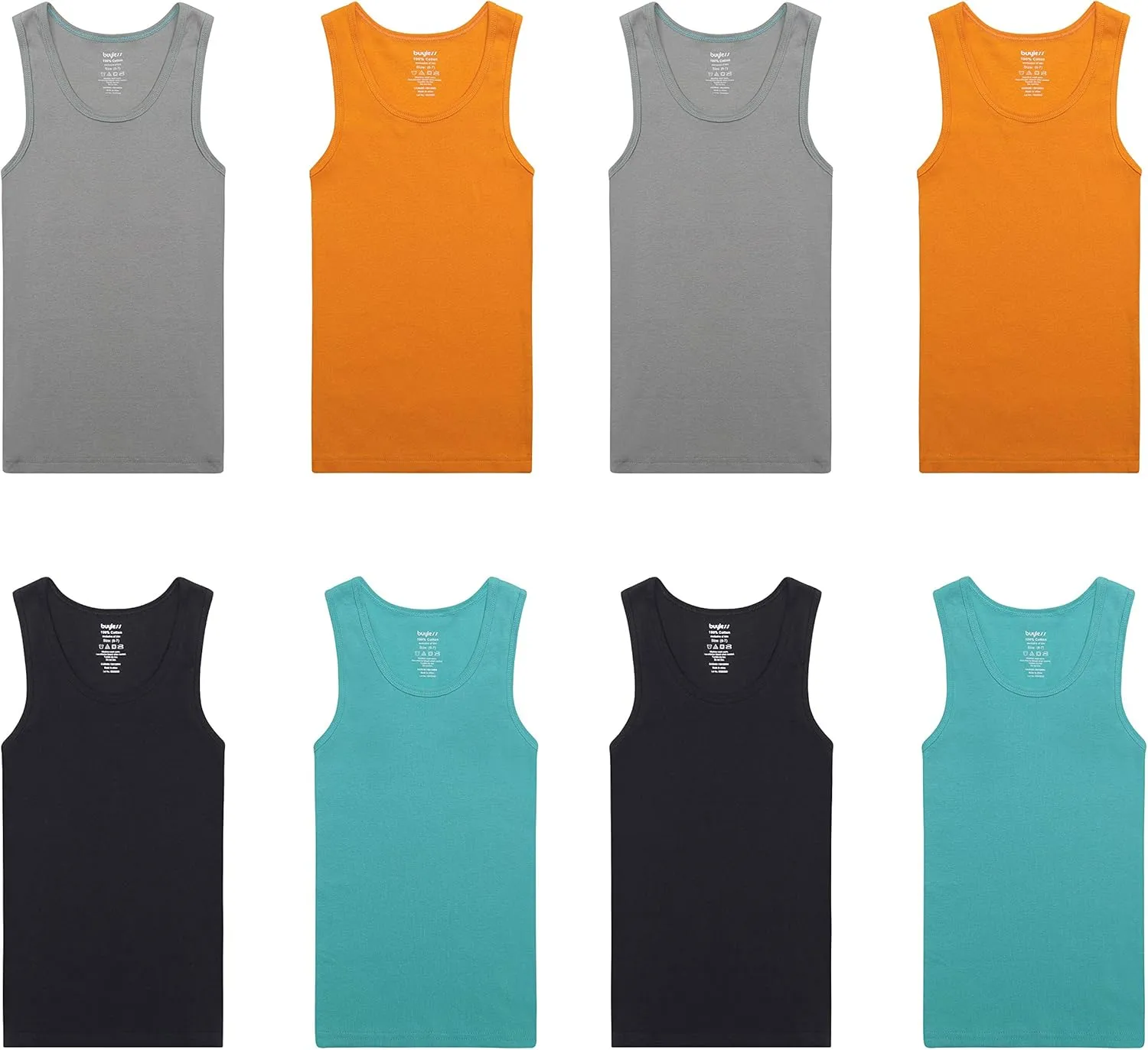 Buyless Fashion Boys Scoop Neck Tagless Undershirts Soft Cotton Tank Top (10 Pack)