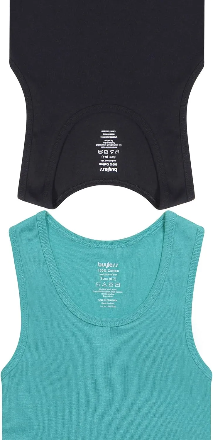 Buyless Fashion Boys Scoop Neck Tagless Undershirts Soft Cotton Tank Top (10 Pack)