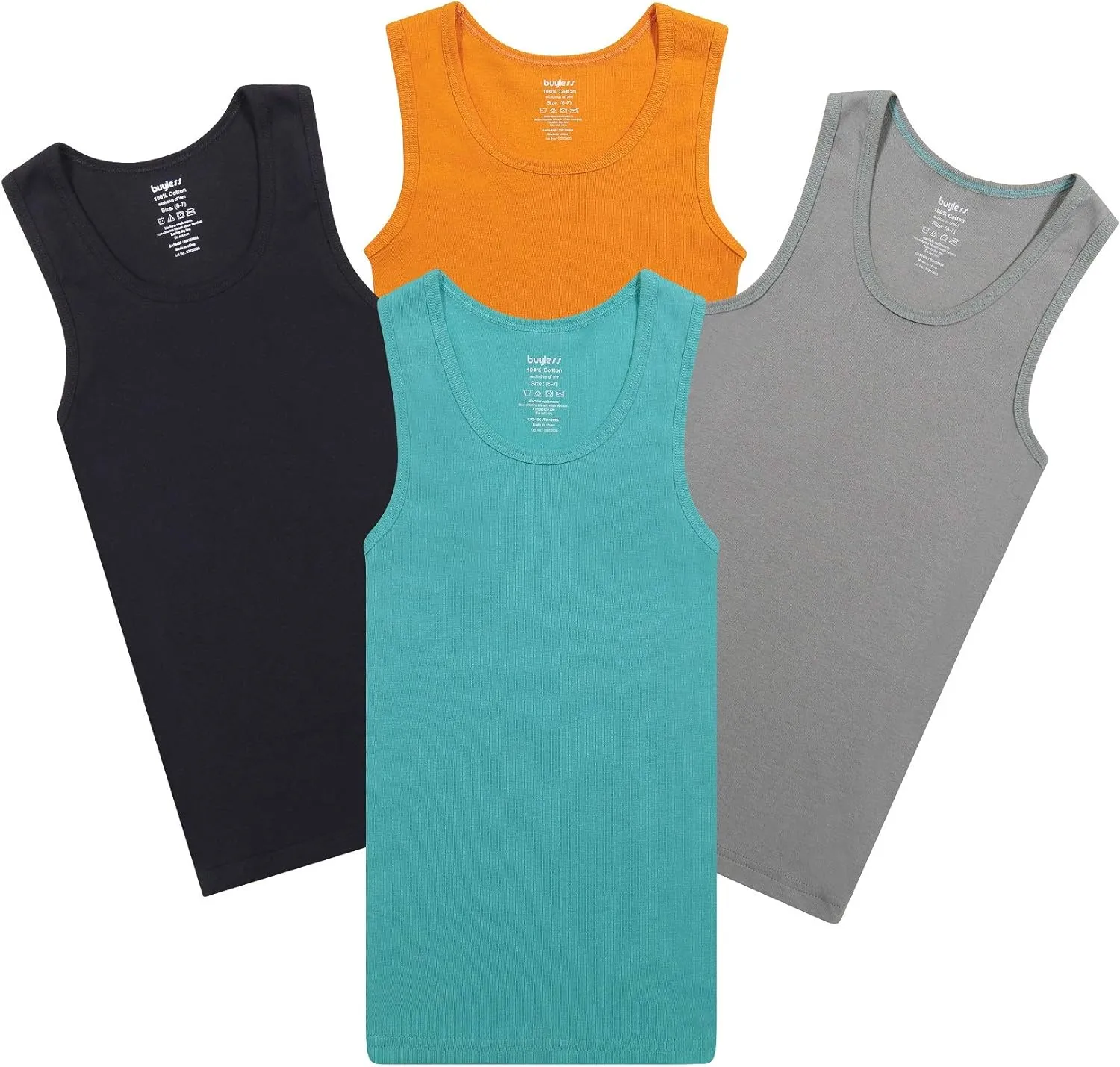 Buyless Fashion Boys Scoop Neck Tagless Undershirts Soft Cotton Tank Top (10 Pack)