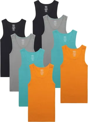 Buyless Fashion Boys Scoop Neck Tagless Undershirts Soft Cotton Tank Top (10 Pack)