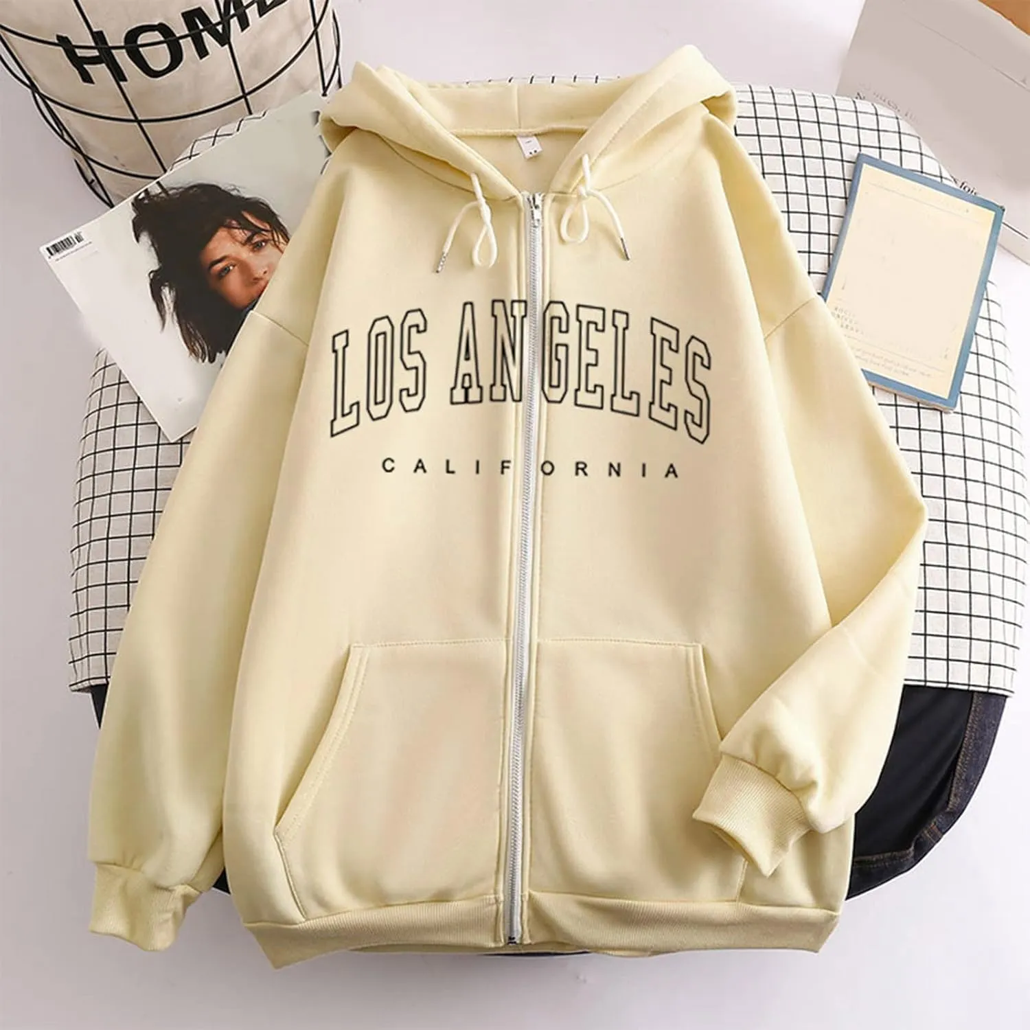California Hoodies For Girls Letter Print Graphic Sweatshirt Hooded Long Sleeve Casual Loose Pullover Tops For 4-14 Years