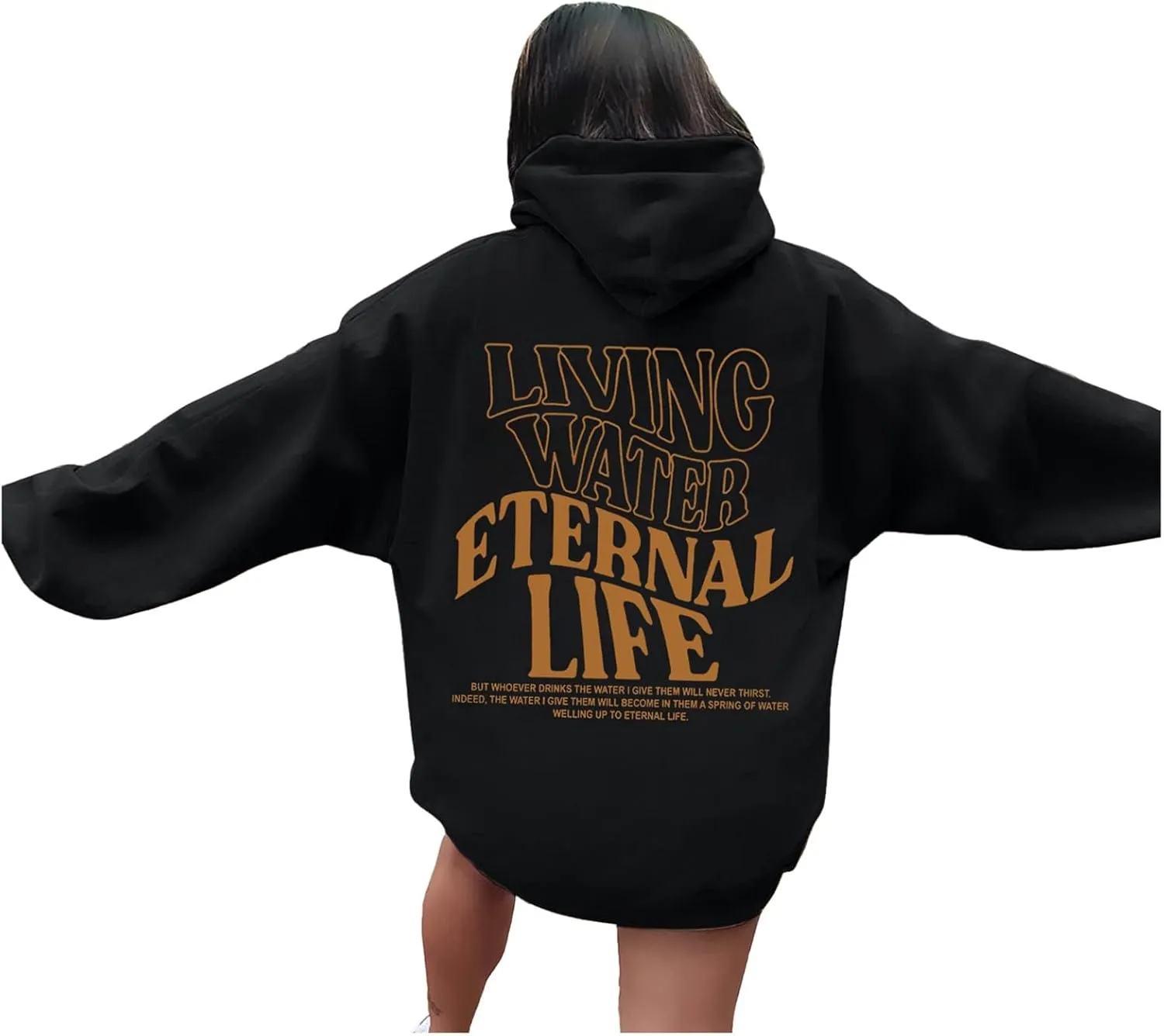 Christian Sweatshirts For Women Living Water Eternal Life Hoodies Long Sleeve Oversized Hoodies Jesus Sweatshirts