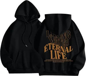 Christian Sweatshirts For Women Living Water Eternal Life Hoodies Long Sleeve Oversized Hoodies Jesus Sweatshirts