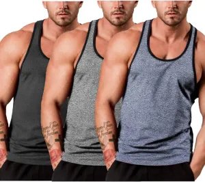 COOFANDY Men's 3 Pack Gym Tank Tops Y-Back Workout Muscle Tee Sleeveless Fitness Bodybuilding T Shirts