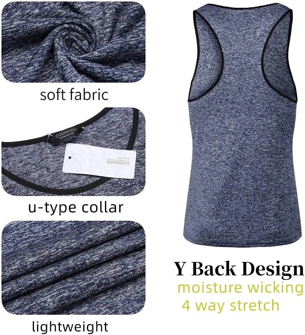 COOFANDY Men's 3 Pack Gym Tank Tops Y-Back Workout Muscle Tee Sleeveless Fitness Bodybuilding T Shirts