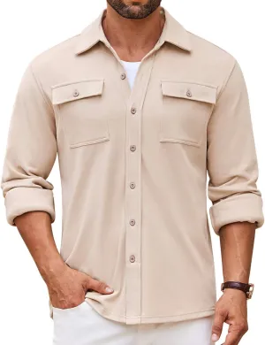 COOFANDY Men's Shirt Jacket Long Sleeve Overshirt Casual Button Down Shacket Thermal Shirts with Pockets