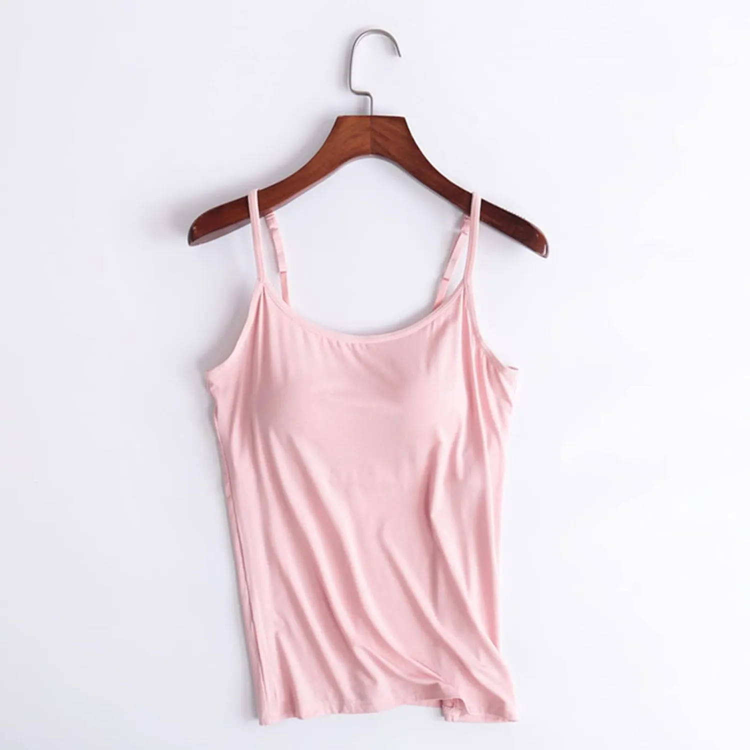Cotton Tank Top with Built in Bra for Women Shelf Bra Camisole Tops Spaghetti Strap Cami Shirts Cotton Undershirts