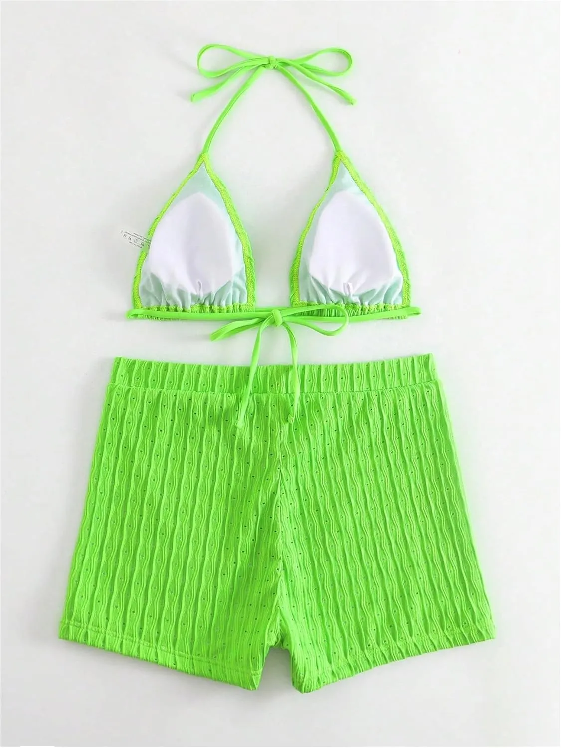 COZYEASE Women's 2 Piece Swimsuits Halter Triangle Top with High Waisted Shorts Bathing Suits Bikini Sets