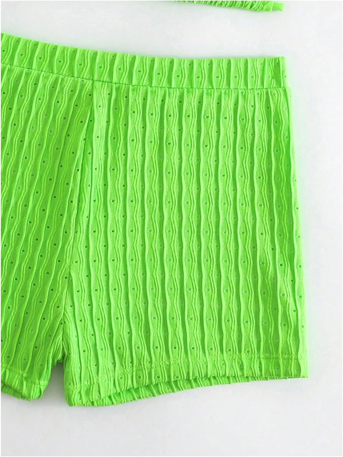 COZYEASE Women's 2 Piece Swimsuits Halter Triangle Top with High Waisted Shorts Bathing Suits Bikini Sets