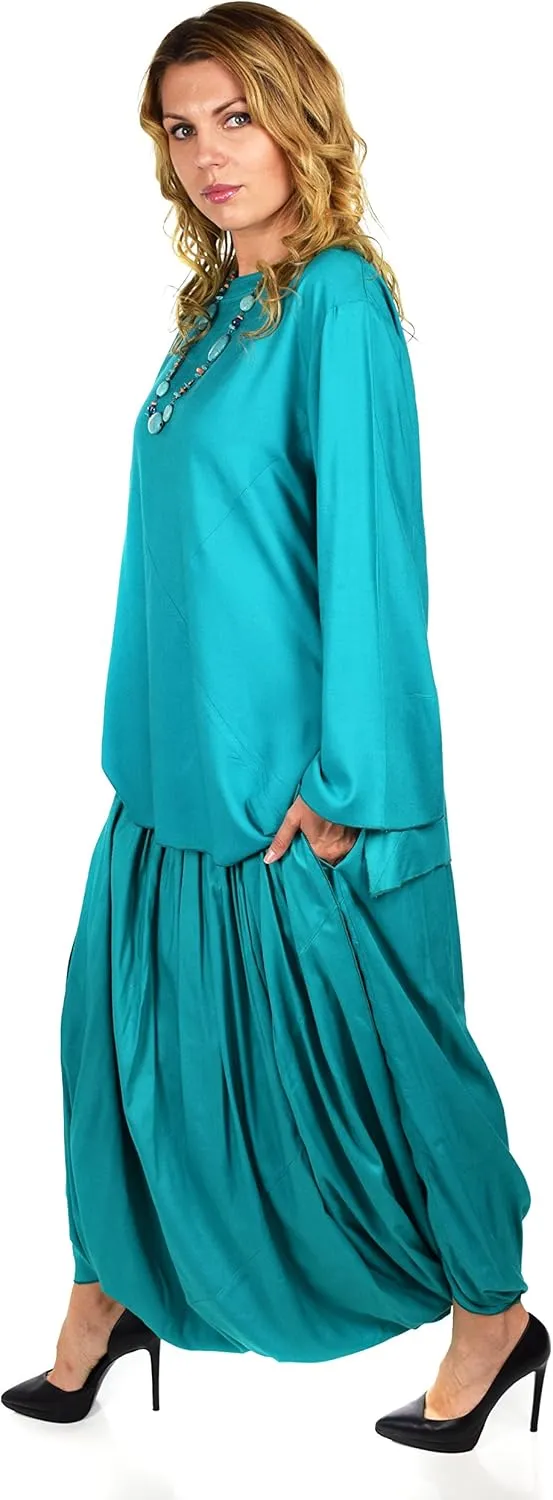 Dare2BStylish Women 2 Piece Dress Harem Pant Set Outfit with Full Sleeved Top