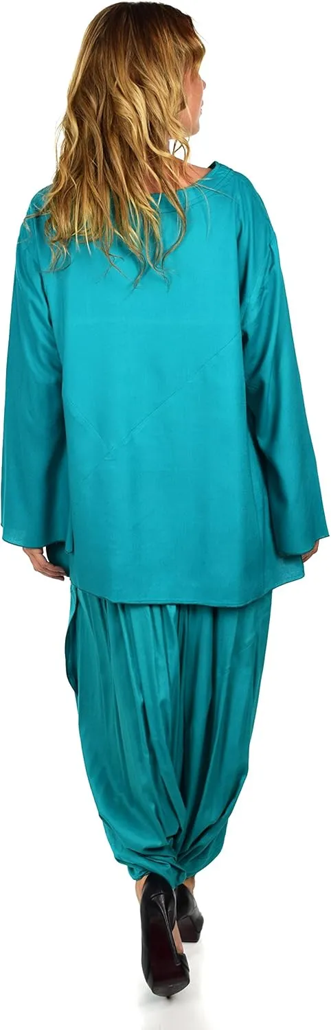 Dare2BStylish Women 2 Piece Dress Harem Pant Set Outfit with Full Sleeved Top