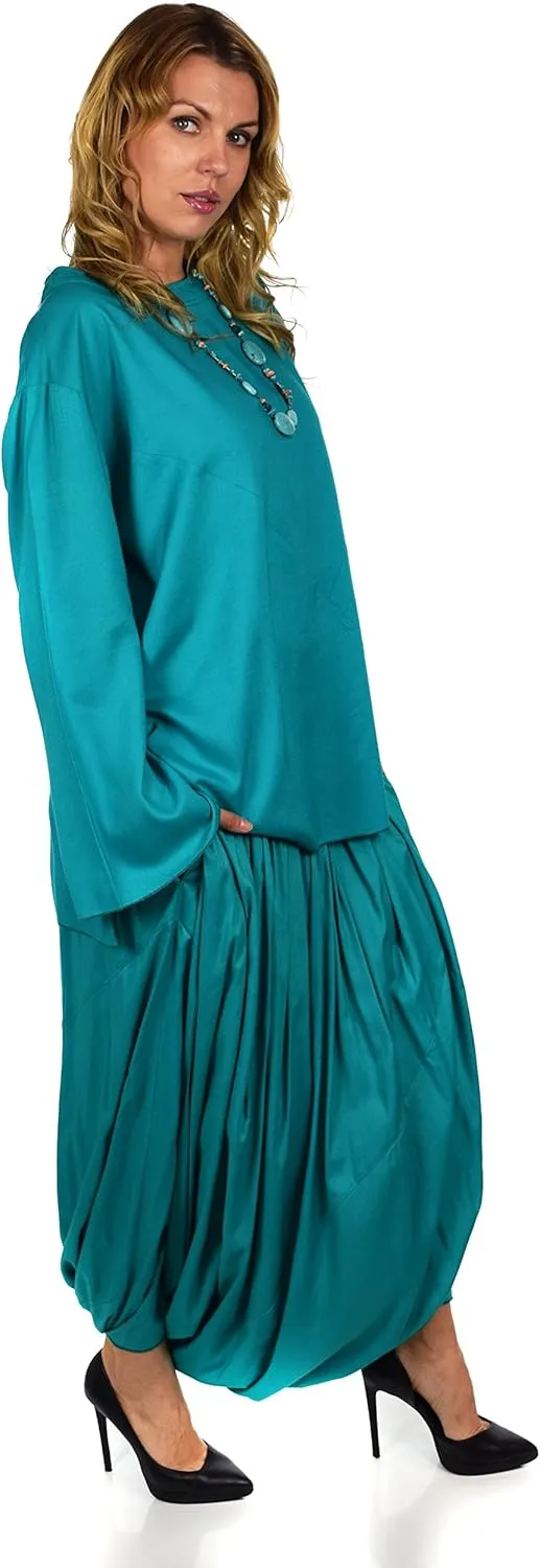 Dare2BStylish Women 2 Piece Dress Harem Pant Set Outfit with Full Sleeved Top