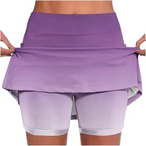 DDAPJ pyju Women's Plus Size Tennis Skirt Golf Skorts for Woman Trendy Gradient Color High Waisted Workout Skirts with Shorts