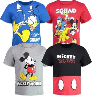 Disney Mickey Mouse Pluto Donald Duck Goofy Baby 4 Pack T-Shirts Infant to Big Kid