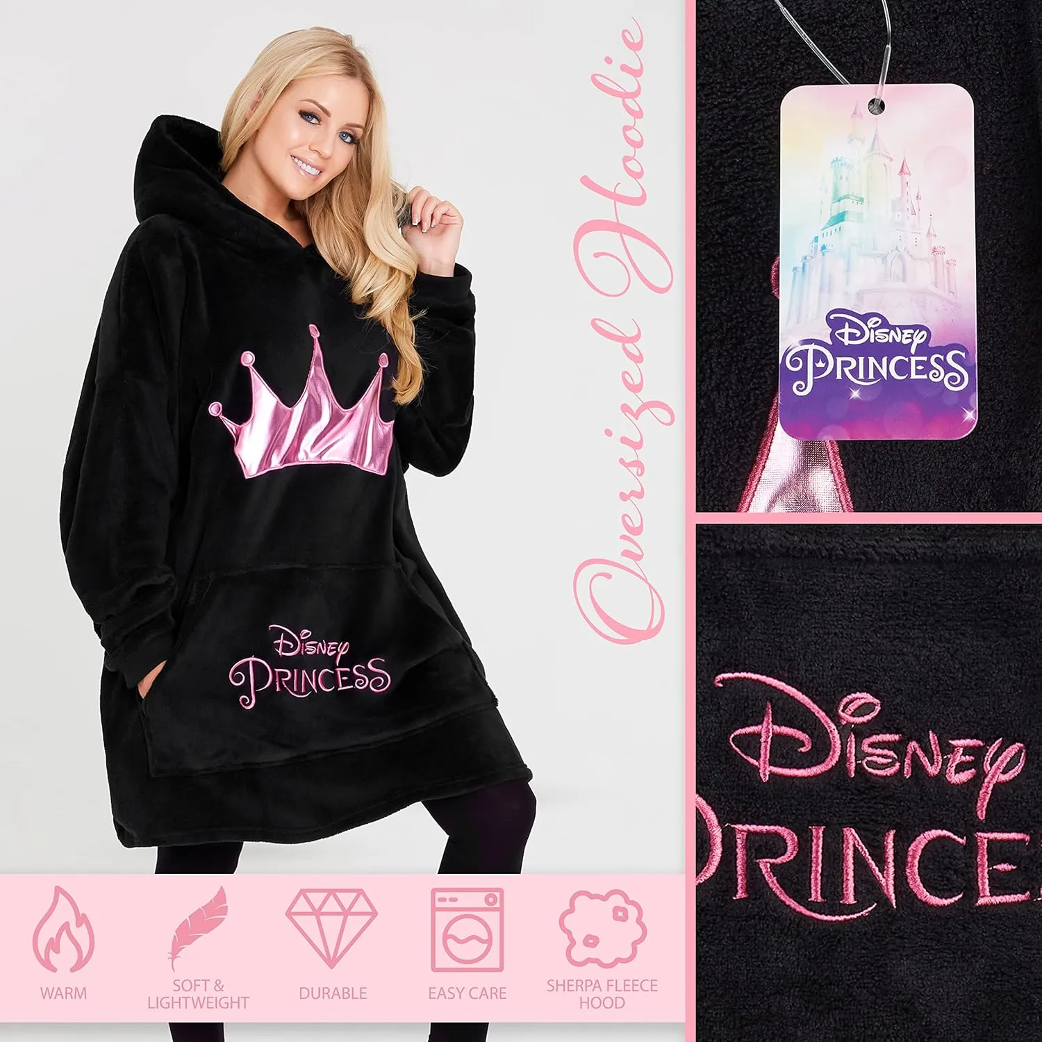 Disney Women's Hoodies, Oversized Blanket Hoodie, Minnie and Mickey Gifts