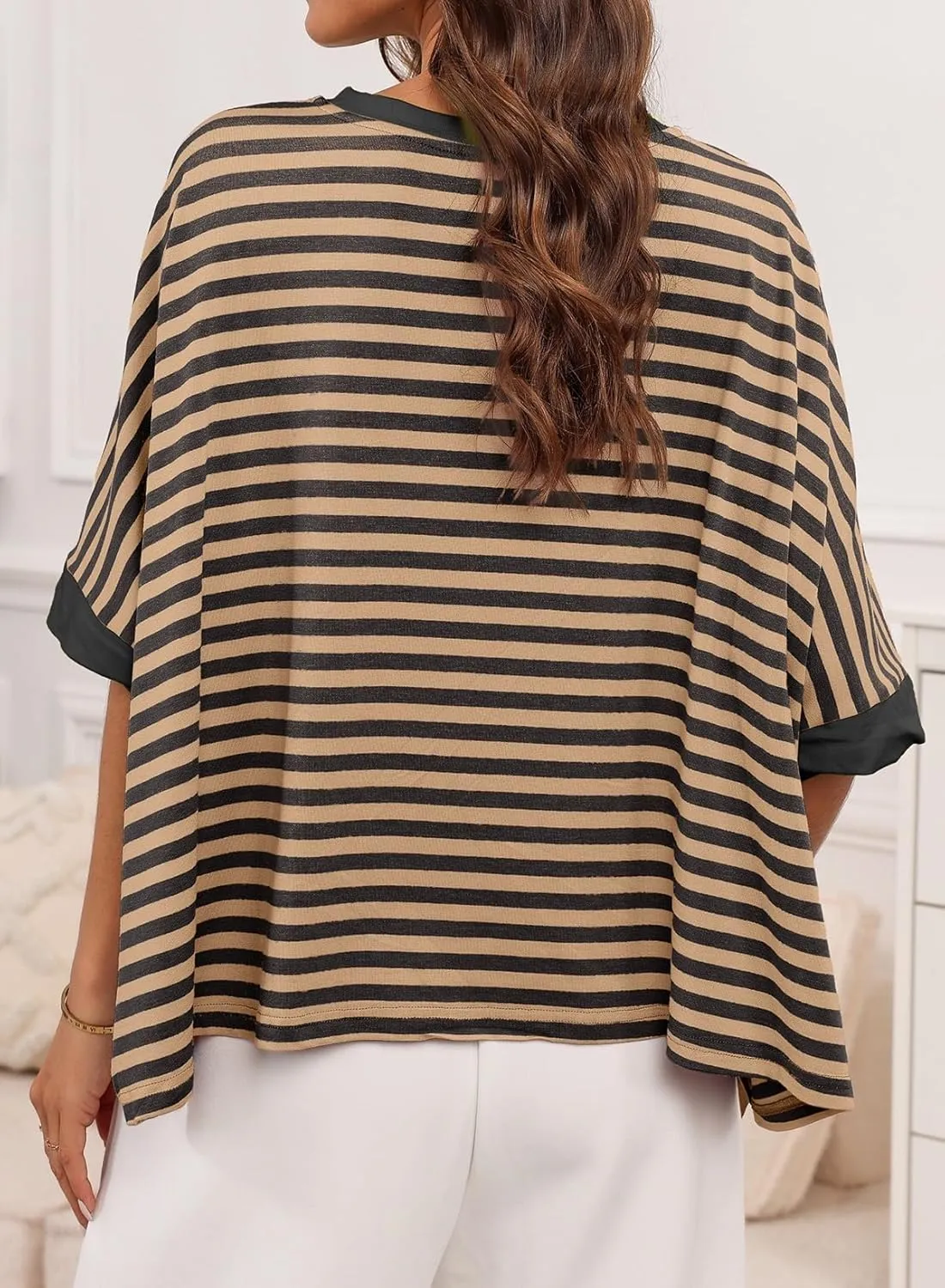 Dokotoo Oversized Striped Tshirts Summer Tops Plus Size Fashion Trendy Casual Blouse Top