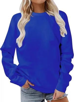 DOLKFU Sweatshirt For Womens Fashion Long Sleeve Solid Color Pullover Shirts Loose Crew Neck Casual Sweatshirts