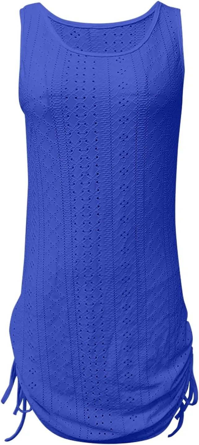 Dresses for Women 2025 Spring Summer Fashion Casual Sleeveless Solid Color Tie Short Mini Dresses