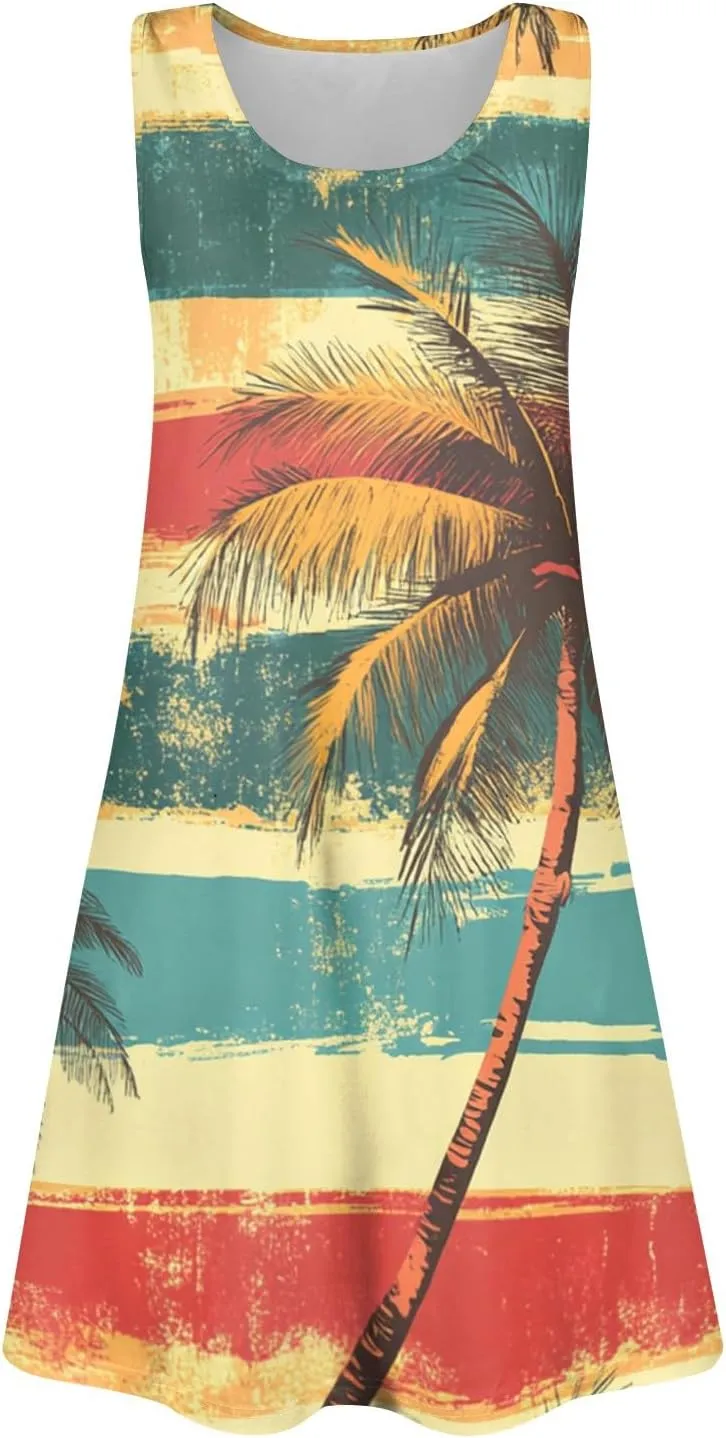 Easter Dresses for Girls Sleeveless A-Line U Neck Summer Girls Beach Sundresses Tank Midi Dresses with Pockets